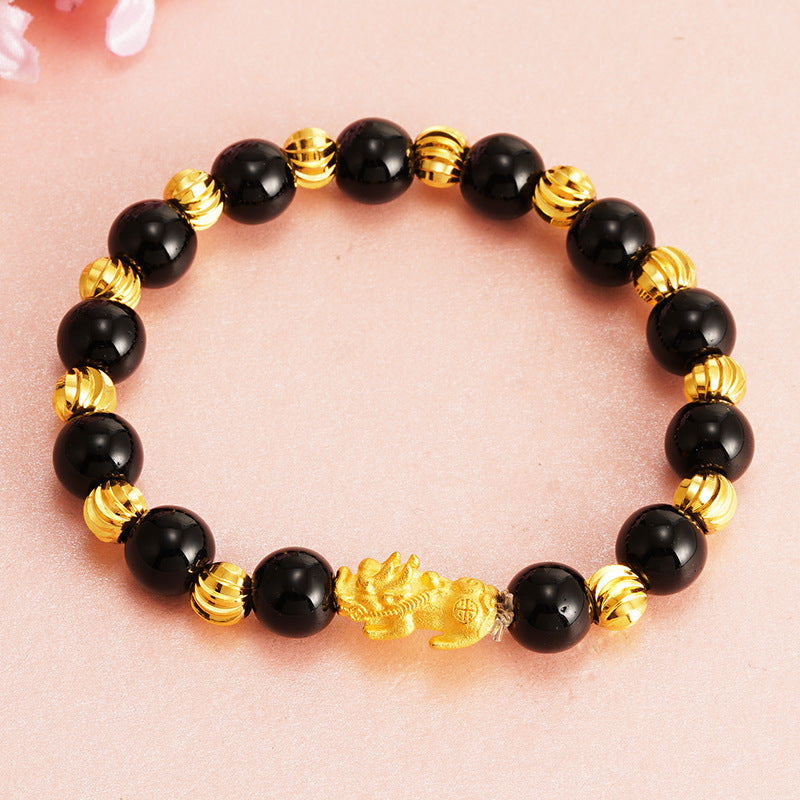 Wholesale Mini Brave Troops Garnet Obsidian Copper Bracelet